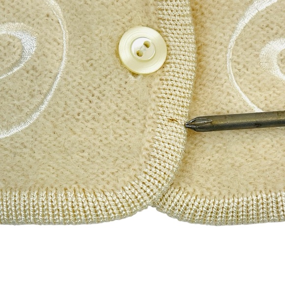 Vintage Pendleton Cardigan Womens Large Cream Wool Blend Embroidered - Picture 11 of 14